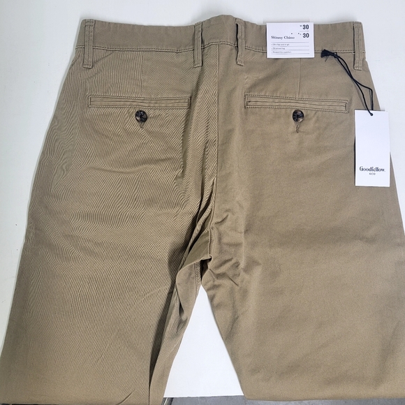 New! Men's Goodfellow Skinny Chino Pants Dark Khaki, Length 30 - Picture 5 of 12